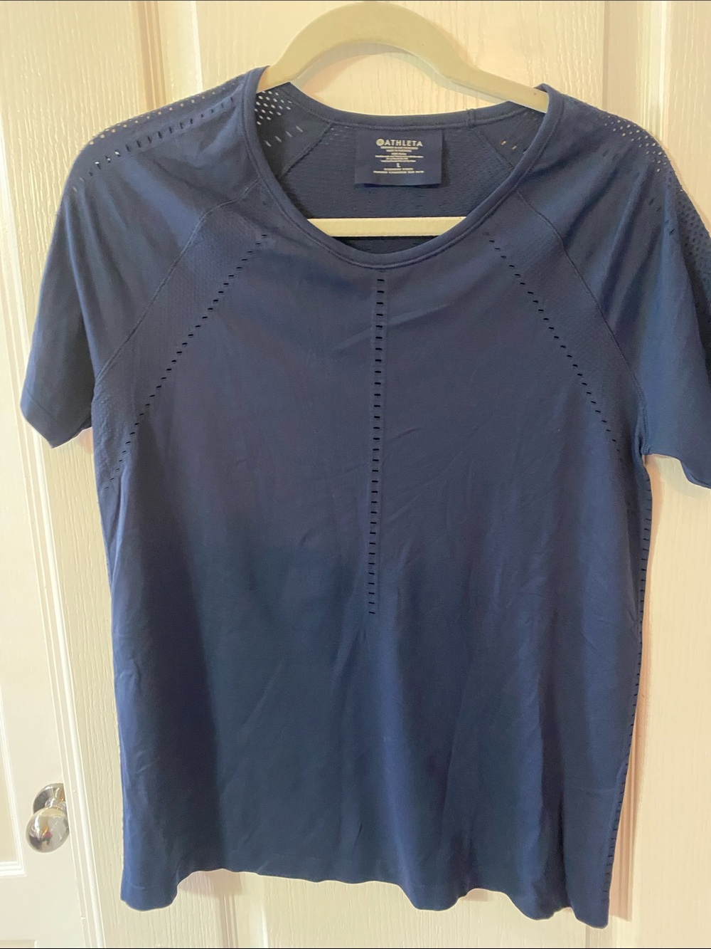 Athleta Deep Blue Short Sleeve Active Top
